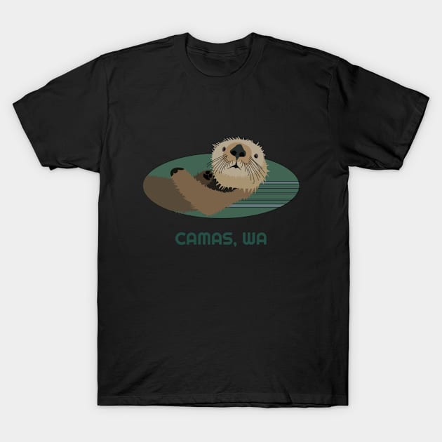 Cute Otter Camas, Washington Coast Resident Fisherman Gift T-Shirt by twizzler3b